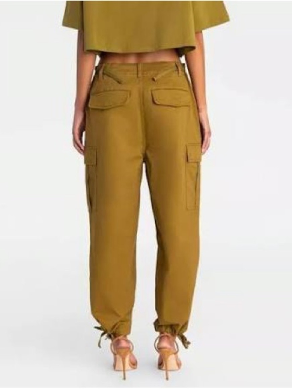 Olive Cargo Drawcord Joggers - Picture 2 of 7